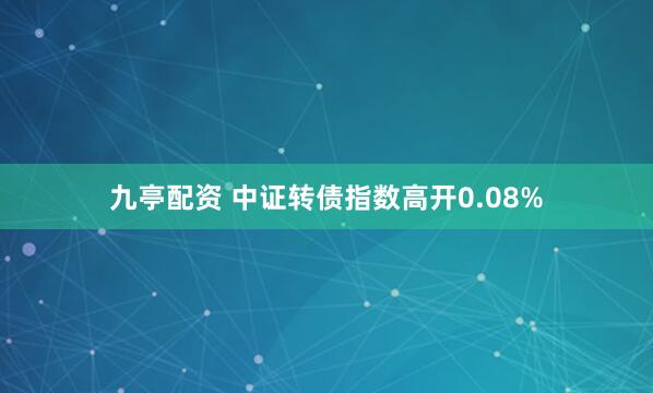 九亭配资 中证转债指数高开0.08%