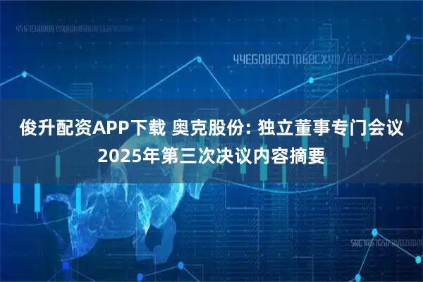 俊升配资APP下载 奥克股份: 独立董事专门会议2025年第三次决议内容摘要