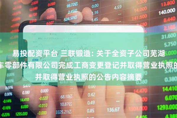 易投配资平台 三联锻造: 关于全资子公司芜湖万联新能源汽车零部件有限公司完成工商变更登记并取得营业执照的公告内容摘要